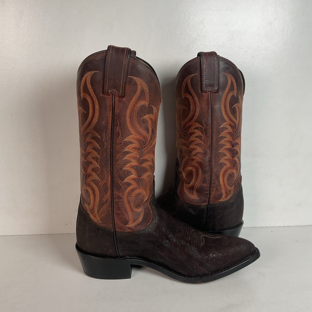 Tony Lama Men’s Vintage Chocolate Cowboy Boots 8.5 D USA Made Exotic - Picture 14 of 16
